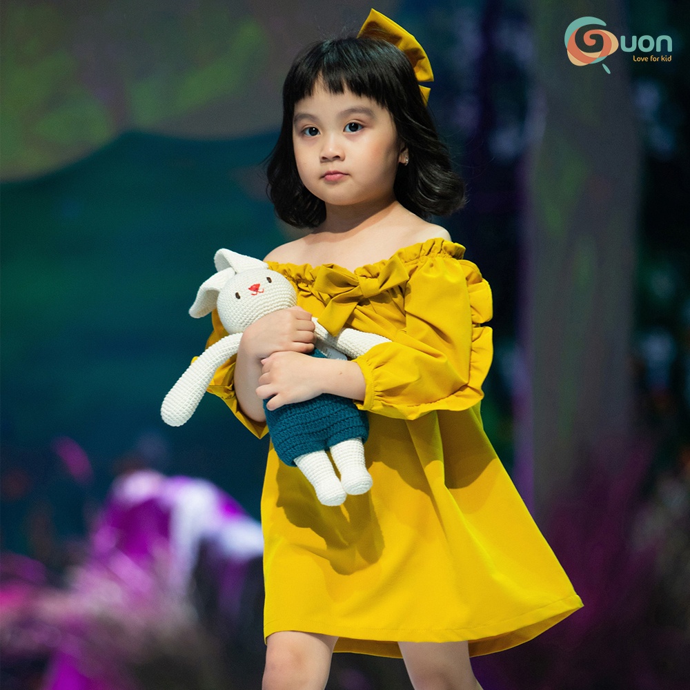 Váy bé gái trễ vai từ 6-24kg vải cotton thoáng mát Sarah - GUON