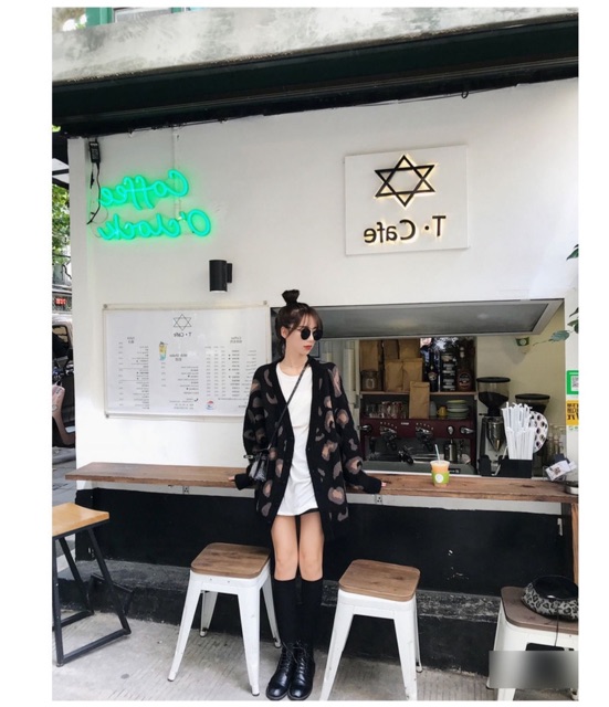 [Sẵn đen] Áo khoác len da báo ullzang | BigBuy360 - bigbuy360.vn