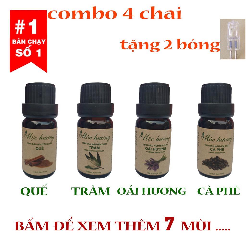 Combo 4 CHAI TINH DẦU  GỒM XÔNG HƠI SPA