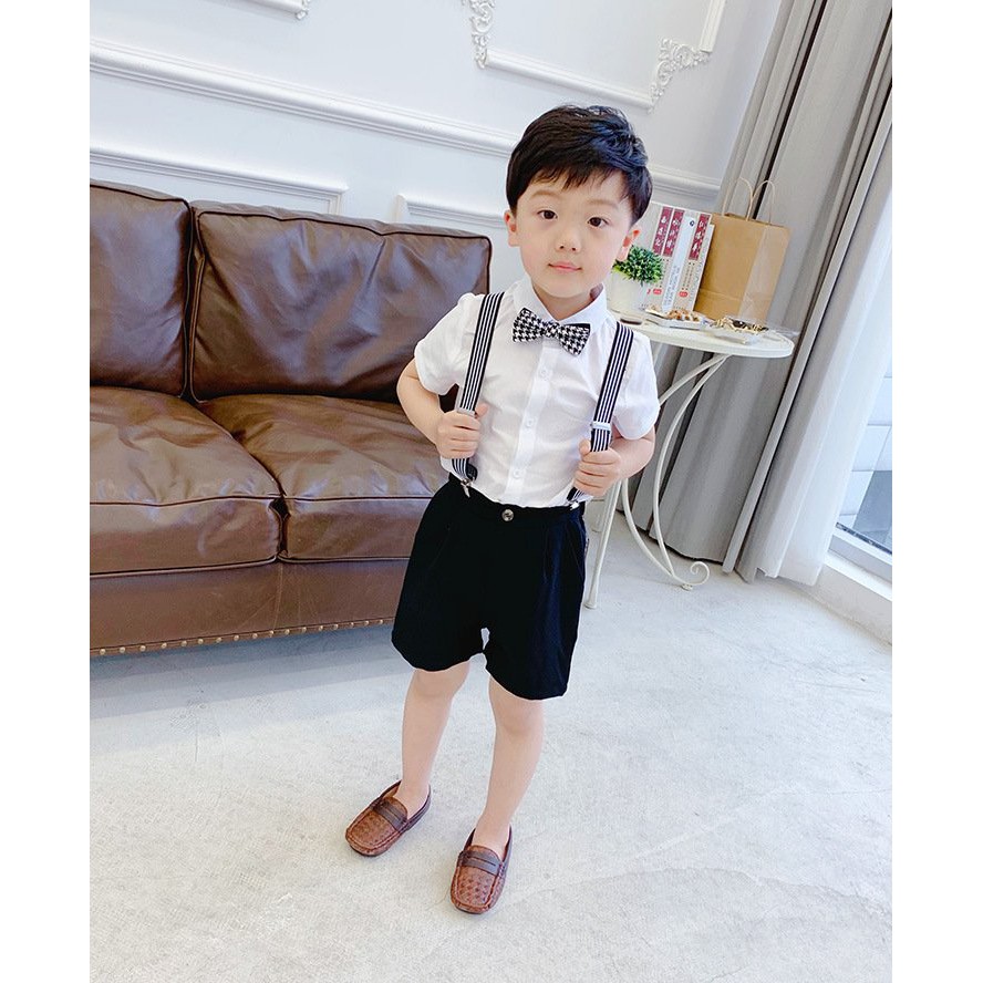 Set yếm quần kèm áo sơ mi cho bé trai - set bộ công tử 10-30kg -Shubishop.vn