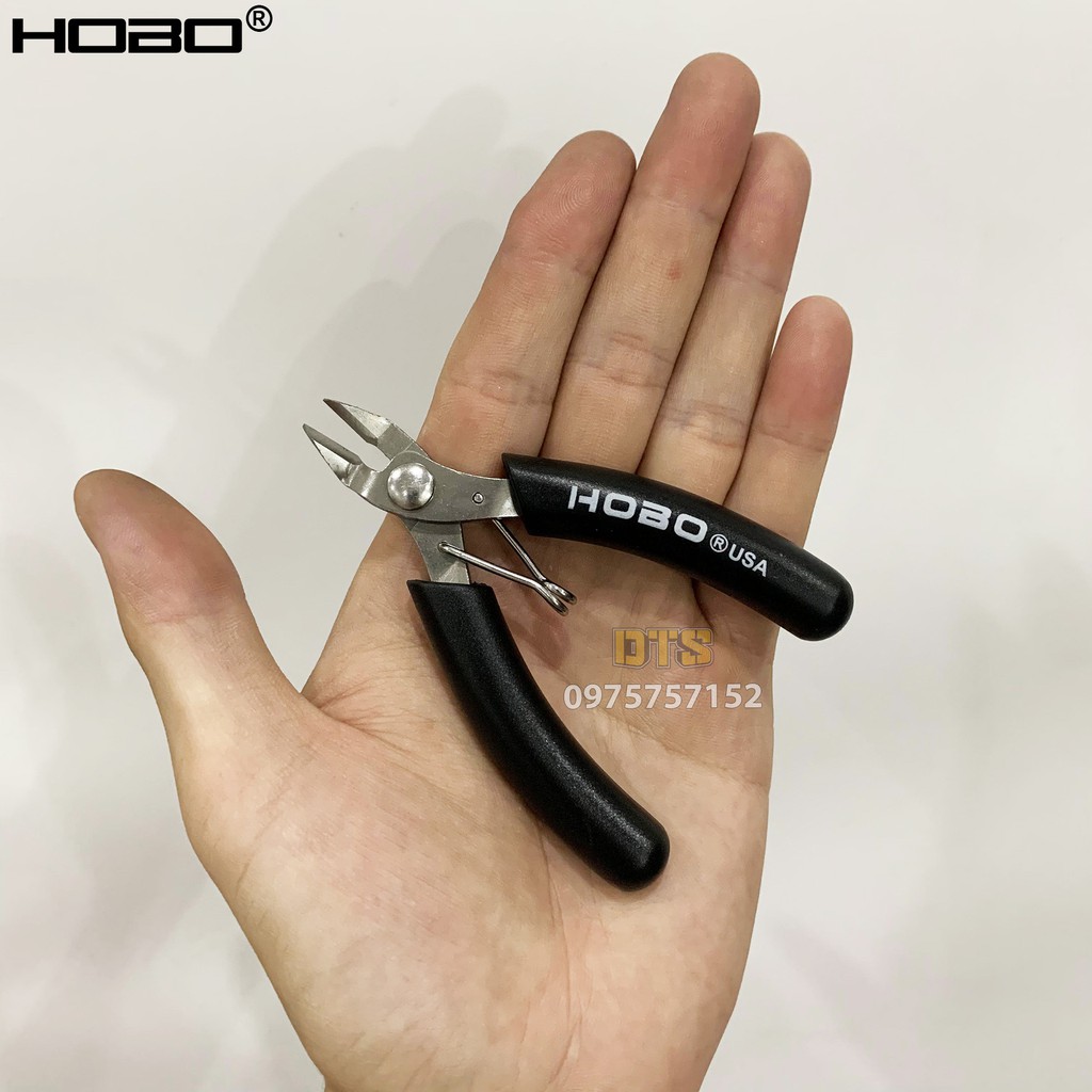 Kìm cắt chân linh kiện kỹ thuật HOBO USA 95mm, kìm cắt chân mạch điện tử nghiêng góc 20° thép Carbon độ cứng cao