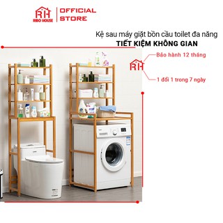 Kệ sau máy giặt bồn cầu toilet nhà vệ sinh phòng tắm RIBO HOUSE tiện ích 2 và 4 tầng gỗ tre lắp