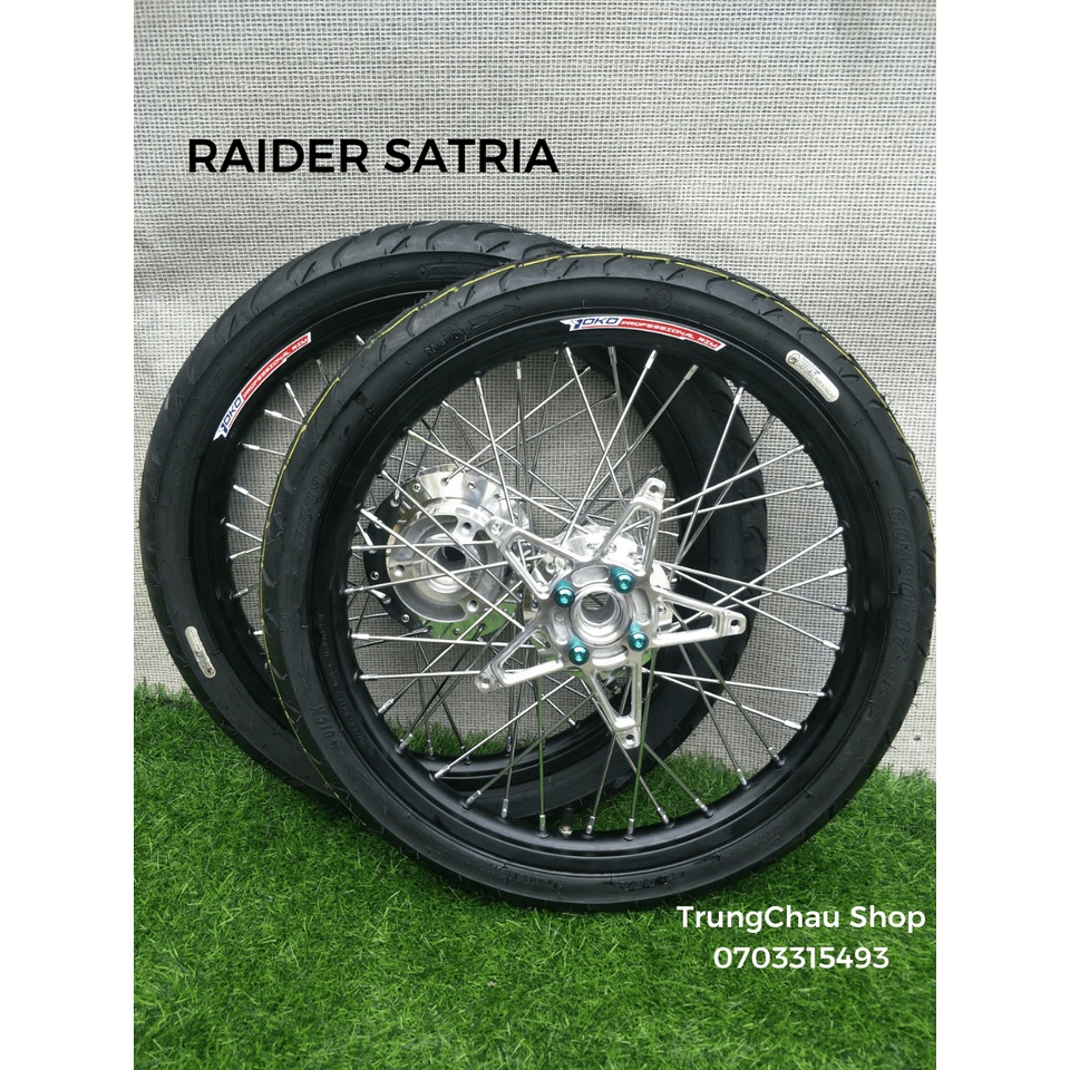 CẶP BÁNH CĂM RAIDER SATRIA NIỀNG YOKO FULL VỎ QUICK KÈM ĐĨA ỐC