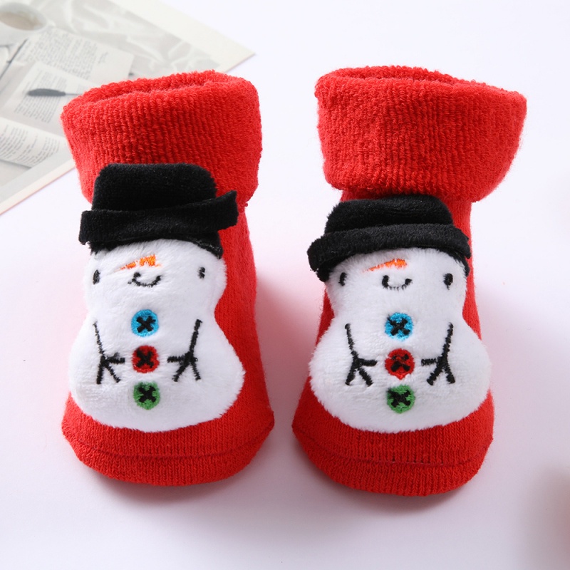 Vớ cotton chống trượt in họa tiết hoạt hình giáng sinh dễ thương cho bé sơ sinh