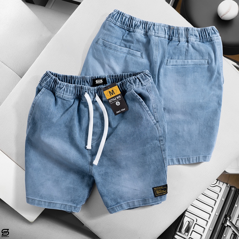 Quần short đùi jean nam xám xanh trơn không rách gối chất bò cao cấp co dãn 4 chiều cực đẹp, quần rin nam Nhiều Mẫu Mới