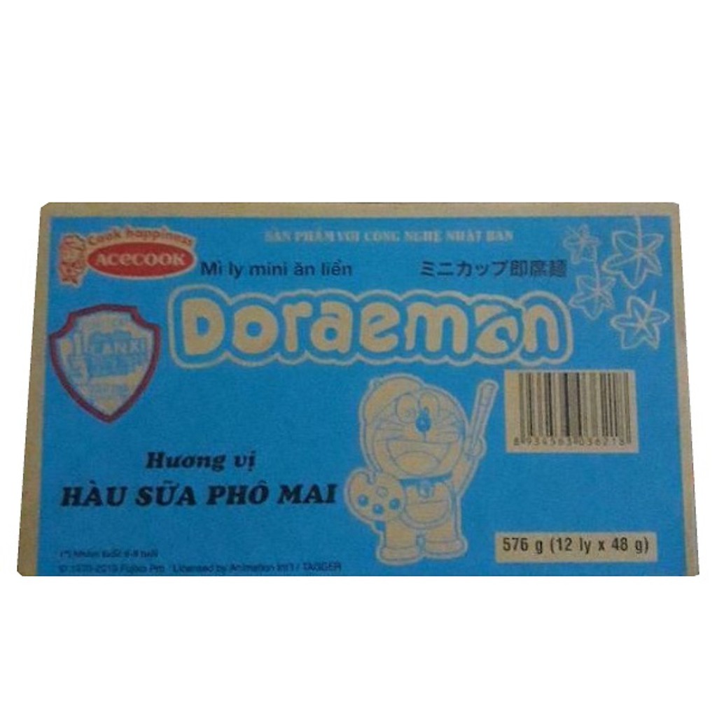 Mì Doraemon ly vị Hàu Sữa Phô Mai 48g thùng 12 ly thực phẩm ăn dặm cho Bé yêu