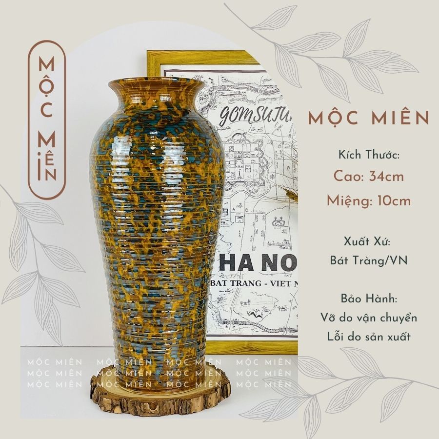 Bình hoa gốm lọ hoa men hoả biến Sắc Hoa decor trang trí phòng khách, Mộc Miên gommocmien, gốm sứ bát tràng