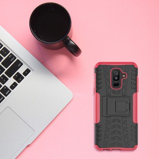 Ốp lưng 2 lớp chống va đập có giá đứng cho Samsung Galaxy A6 Plus 2018
