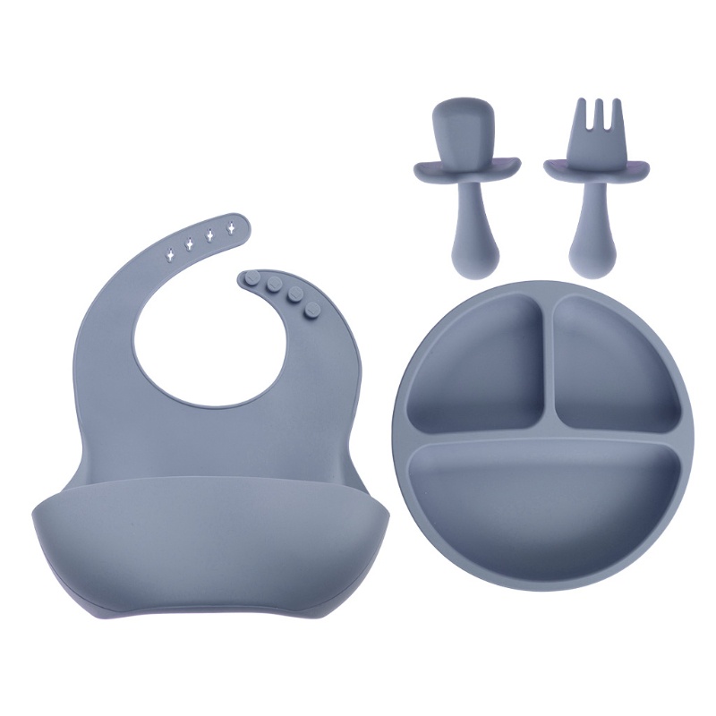 Bộ Dụng Cụ Tập Ăn 4 Món Bằng Silicone Chống Trượt Cho Bé