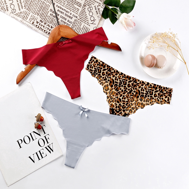 Quần lót đúc size S-XL bằng lụa lạnh siêu mỏng thoáng khí cạp thấp họa tiết da báo/màu trơn cho nữ