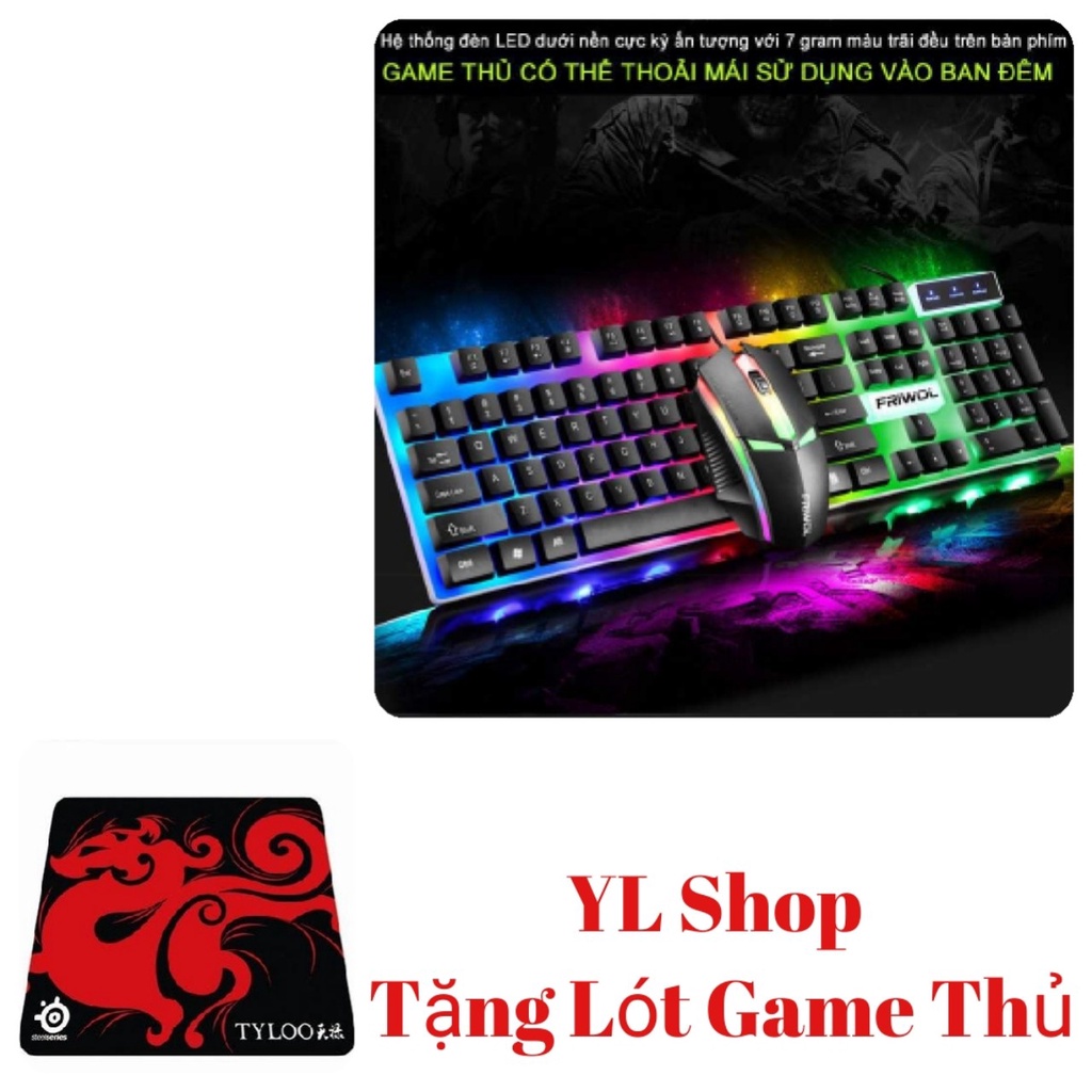 COMBO PHÍM CHUỘT GAME THỦ W10 LED 7 MÀU CỰC NHẠY CHUỘT DI CHUYỂN CỰC CHUẨN XÁC ( tặng kèm lót chuột game thủ )