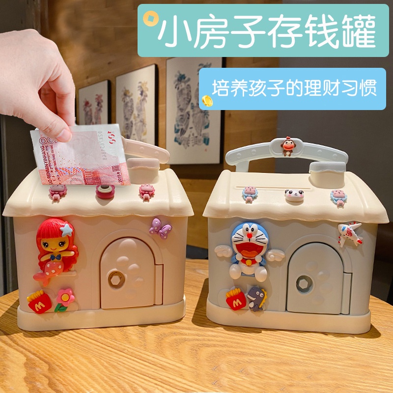 Hộp Tiết Kiệm Ngôi Nhà Có Khóa Dễ Thương - Heo Đất Bằng Nhựa - Qùa Tặng 1/6