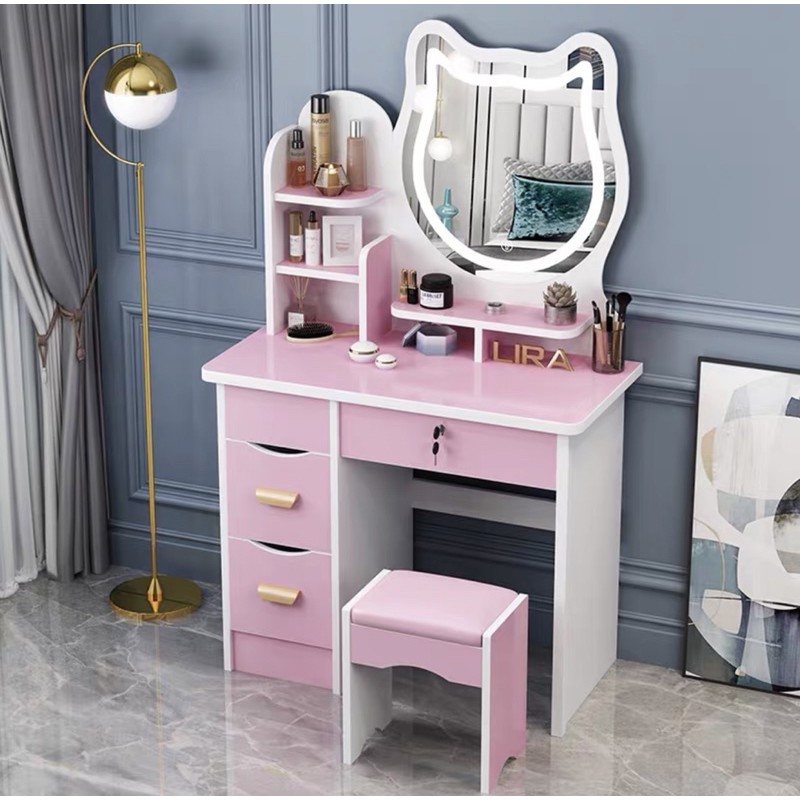 bàn trang điểm hình mèo cute (có đèn LED ) tặng kèm ghế hàng có sẵn