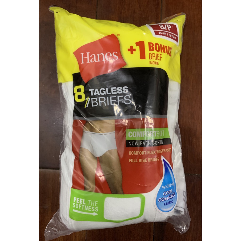 Bộ 8 Quần Lót Nam Hanes Tagless Briefs Men's 8-Pack (Trắng)
