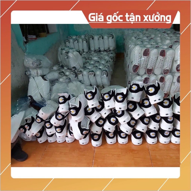 Giày thể thao MCQU.een gót đen thuê hoa cúc giá rẻ