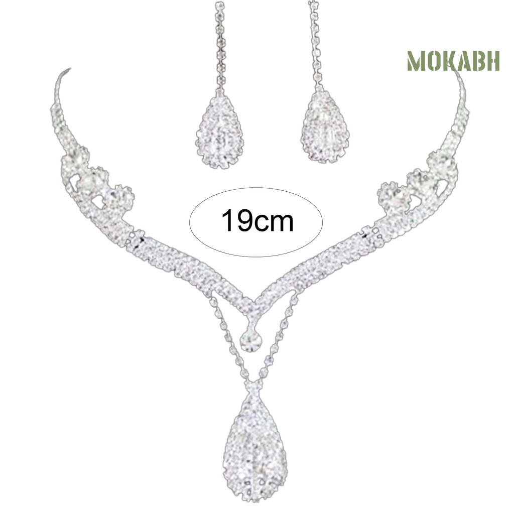 1 Set Vòng cổ Và Bông Tai Đính Đá Hình Giọt Nước