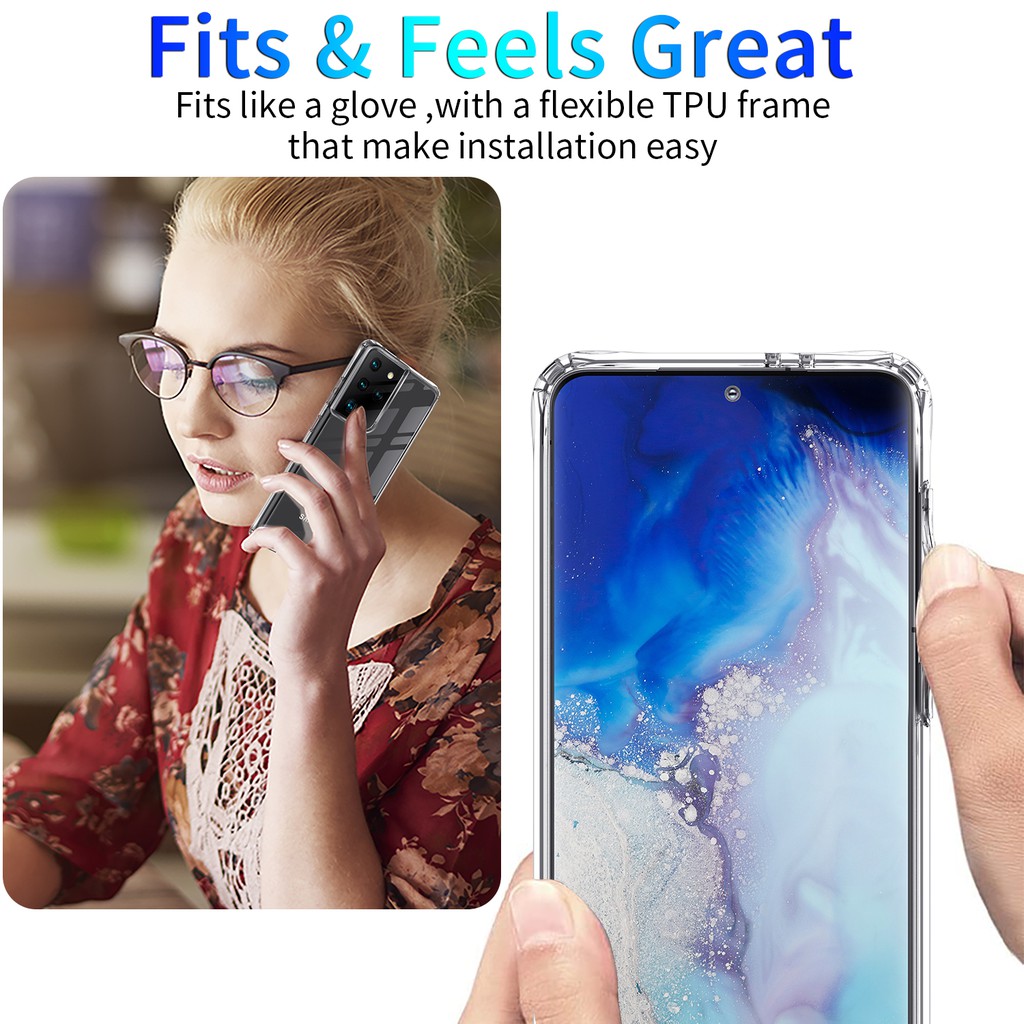 Ốp Điện Thoại Acrylic Trong Suốt Chống Sốc Cho Samsung Galaxy S23 S22 Ultra S20 S21 FE Note 20 Ultra S10 Note 10 Plus