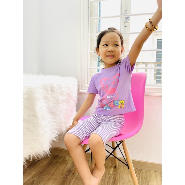 Bộ bé gái, bộ Cotton in hình cho bé gái