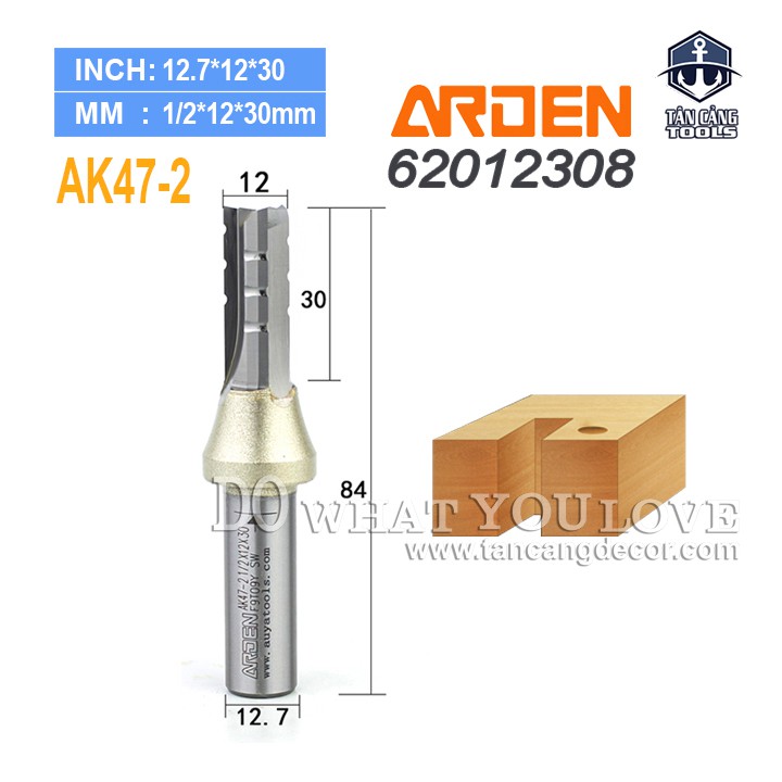 Mũi Router CNC AK47-2 Arden 12 x 30 mm Cốt 12.7 mm