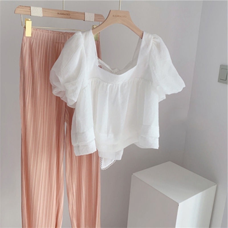 Áo Kiểu Cổ Vuông Tay Phồng Plus Size Thời Trang Mùa Hè Dành Cho Nữ