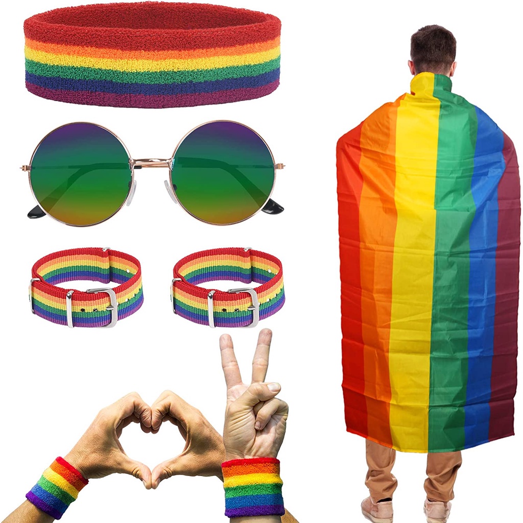 Set 5 Băng Đô Cầu Vồng LGBT Cho Lễ Hội Gay Parade JP5