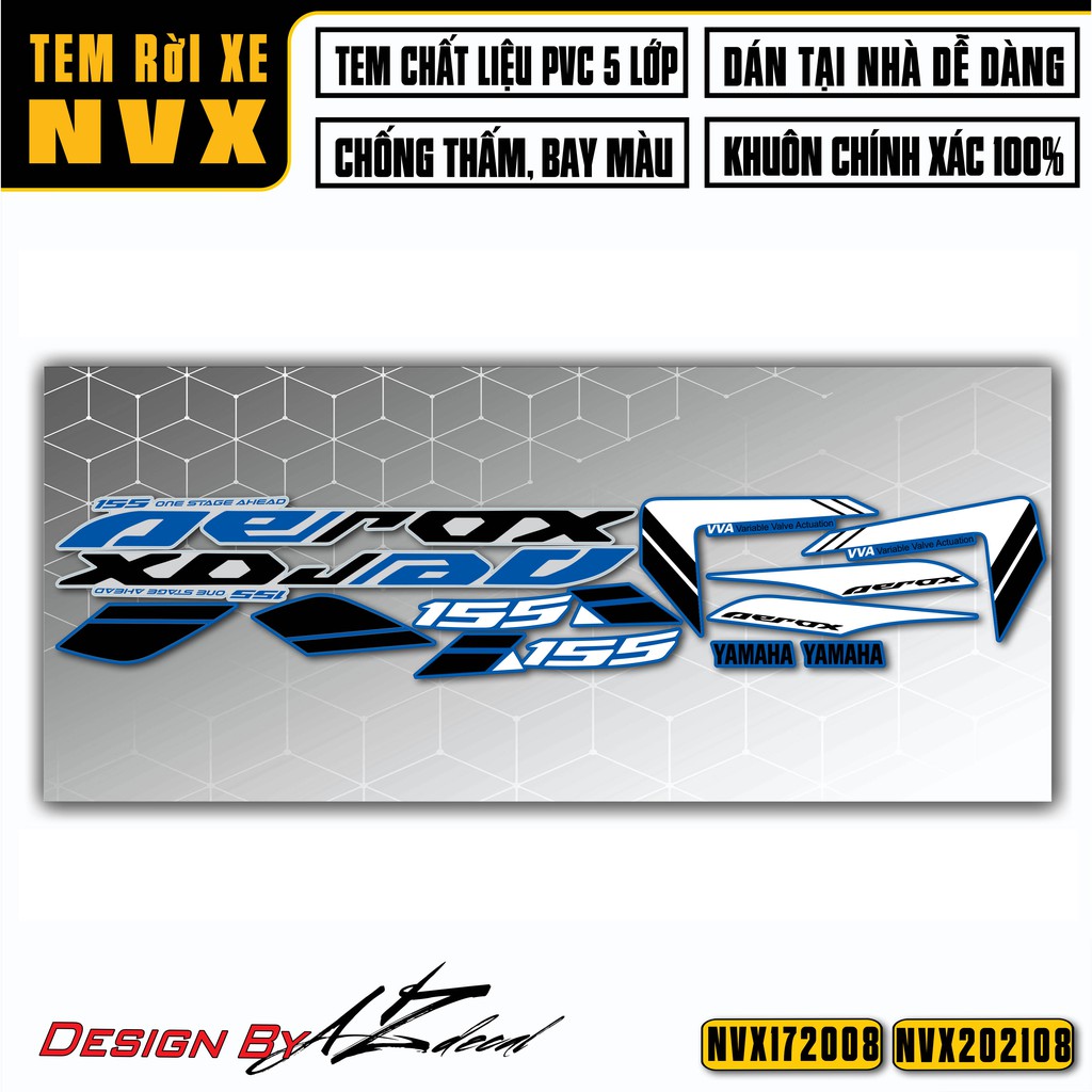 Tem Aerox Dán Xe NVX 125-155 Chọn Màu | NVX08 | Tem Rời Chất Liệu Decal Chống Nước, Bền Màu Cho NVX V1 Và V2