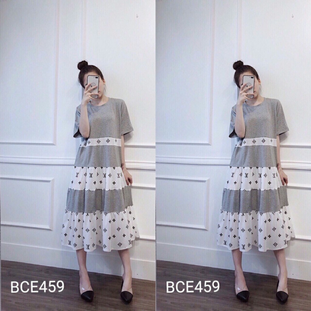 Đầm bầu thời trang dạ hội BCE1166 - Váy bầu mùa hè chất cotton dáng dài 40-70kg