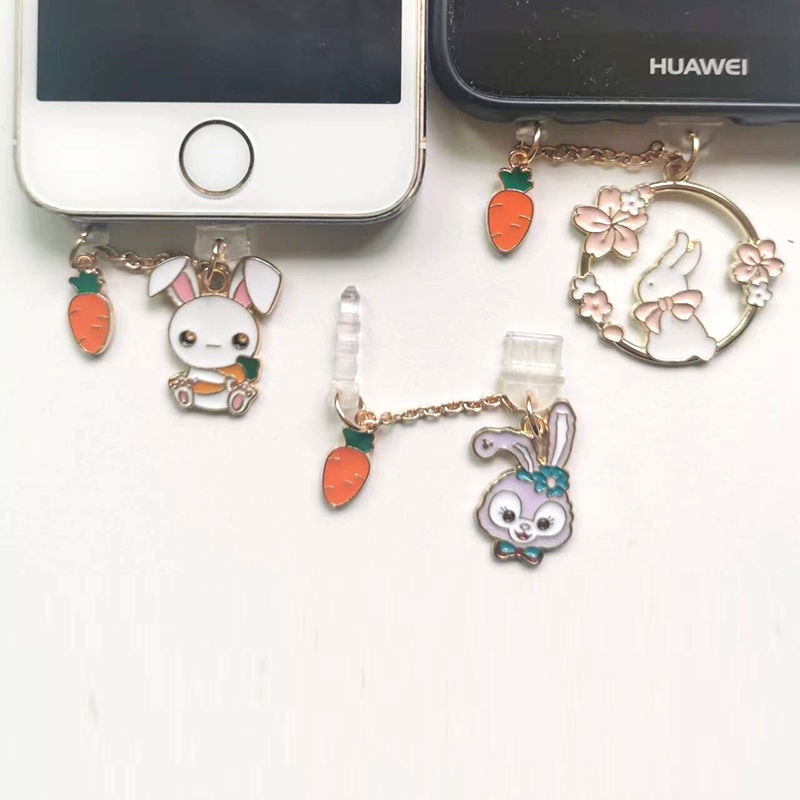 Mobile Nút Bịt Cổng Sạc Điện Thoại Chống Bụi Hình Thỏ Ăn Cà Rốt Đáng Yêu