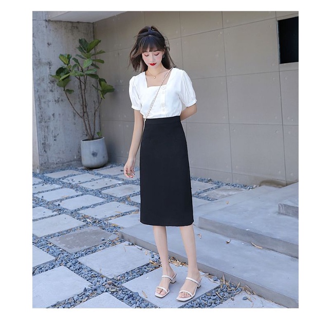 Chân váy chữ A qua gối xẻ sau( sẵn size) - M21