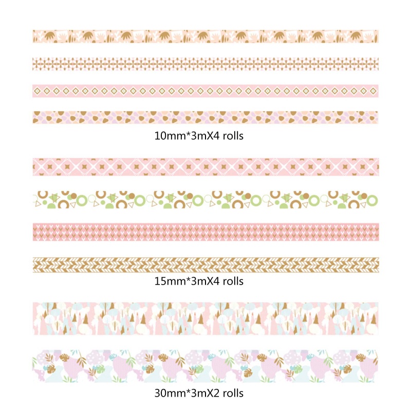 Bộ 10 Cuộn Băng Keo Dán Sổ Lưu Niệm Màu Đồng