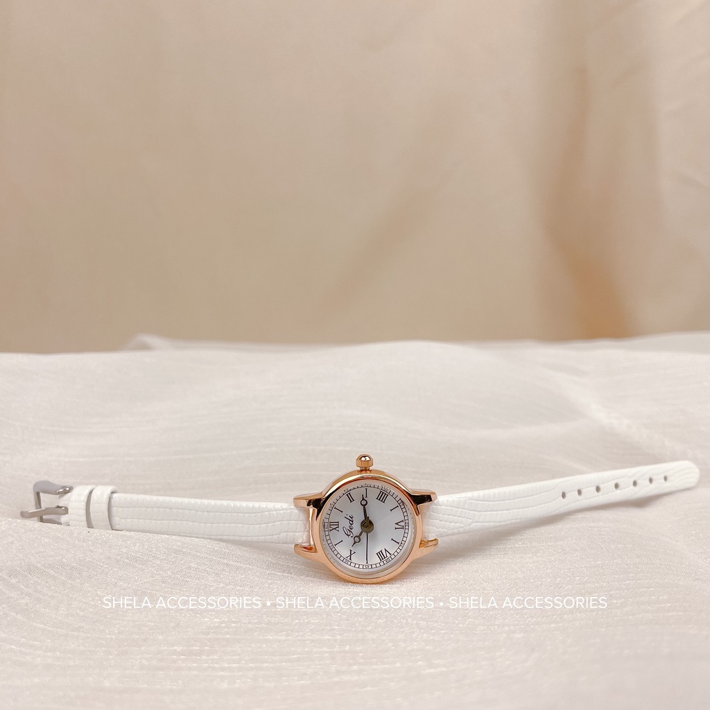 Đồng hồ nữ chính hãng dây da mặt tròn phong cách retro nữ tính GEDI GD01