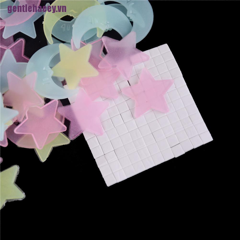 Quý Ông♥Set 100 Sticker Dạ Quang Hình Trăng Sao Trang Trí Phòng Ngủ Cho Bé