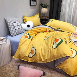 Bộ ga - gối - chăn poly trái bơ vàng