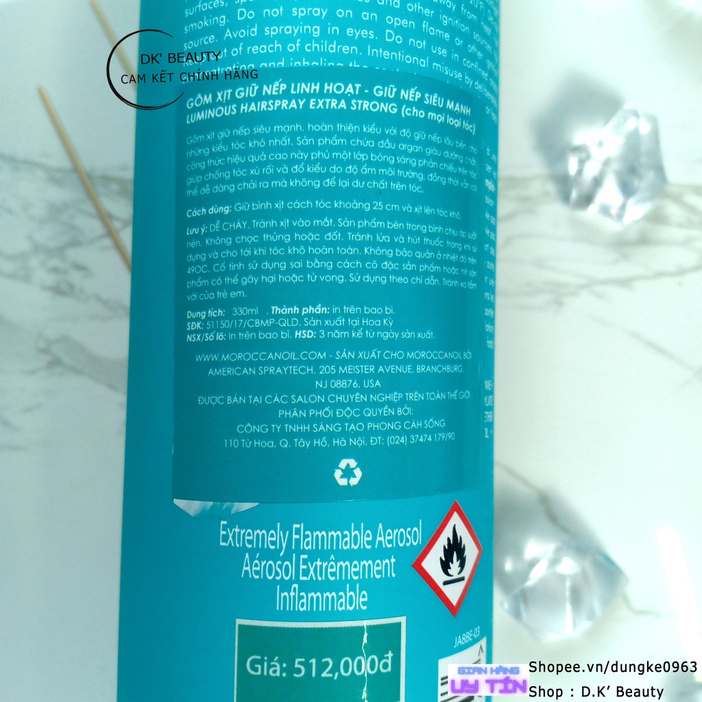 Gôm Moroccanoil Tạo Kiểu Xịt Bóng Giữ Nếp Mạnh, Siêu Mạnh Luminous Hairspray