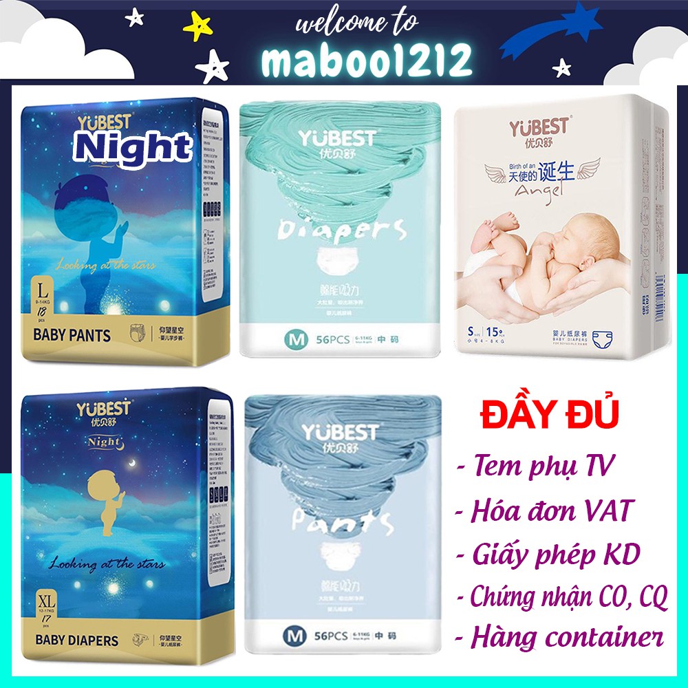 Bỉm Yubest 🍒FREESHIP🍒 Tã YUBEST Gold / Night / Angel / Natural / CAO CẤP quần/dán S132, S90, M108, M84, L96, L78