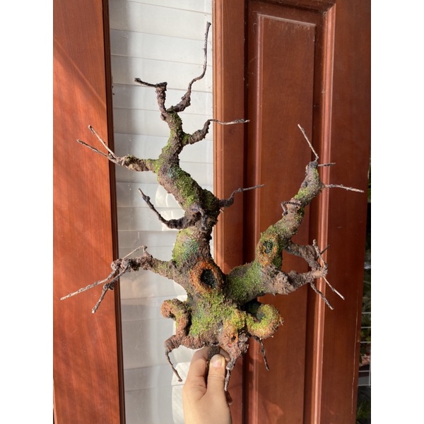 Gốc bonsai,thân cây giả,dáng Phu Thê 25-30cm làm hoa mai đào đón tết