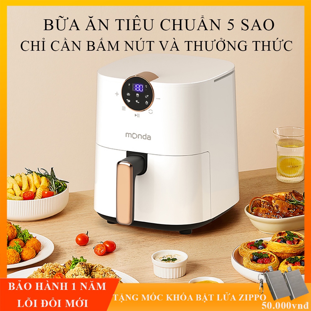 Nồi chiên không dầu MONDA dung tích 4.5L - Thép không gỉ - Hàng chính hãng - Bảo hành 24 tháng