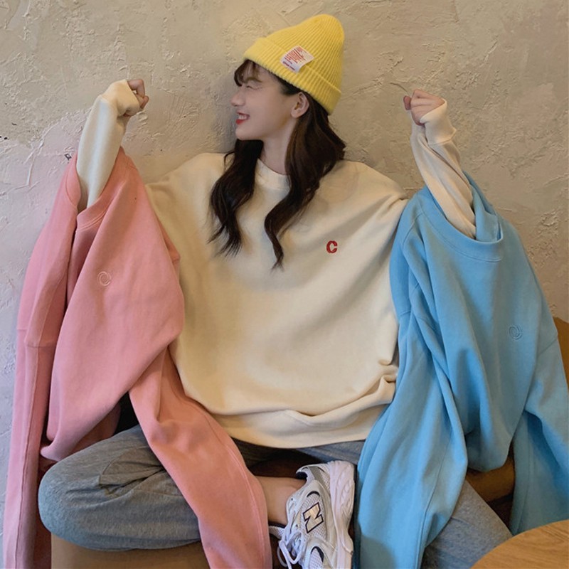 Áo sweater nữ form rộng dài oversize vải nỉ,  chất đẹp giá rẻ không xù lông order quảng châu BST  unisex  2020 | BigBuy360 - bigbuy360.vn