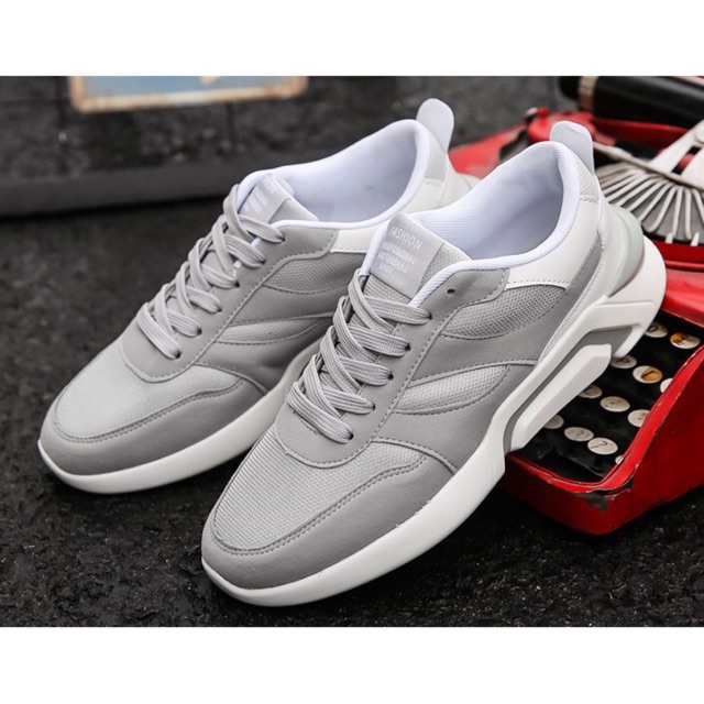 Giày Nam Fashion Ghi-Giày Thể Thao Kiểu Dáng Năng Động-Giày Chạy Bộ, Leo Núi.