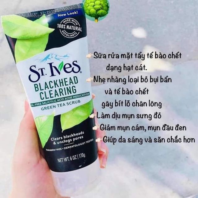 Sữa rửa mặt St.Ives trà xanh tẩy tế bào chết MẪU MỚI