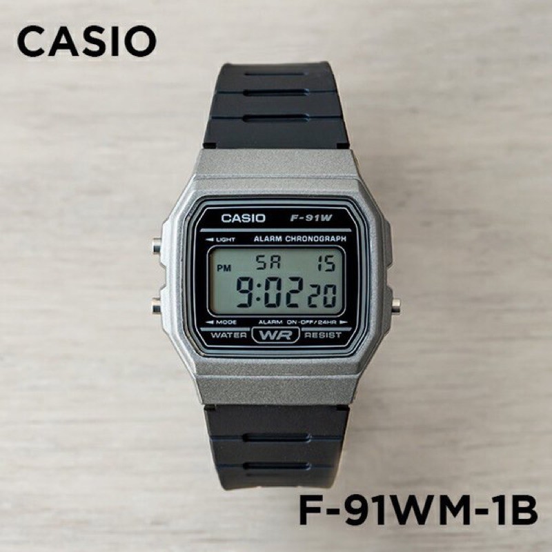 [Mã FARSBR243 giảm 15% đơn 249K] Đồng hồ unisex dây nhựa Casio Anh Khuê F-91WM-1BDF