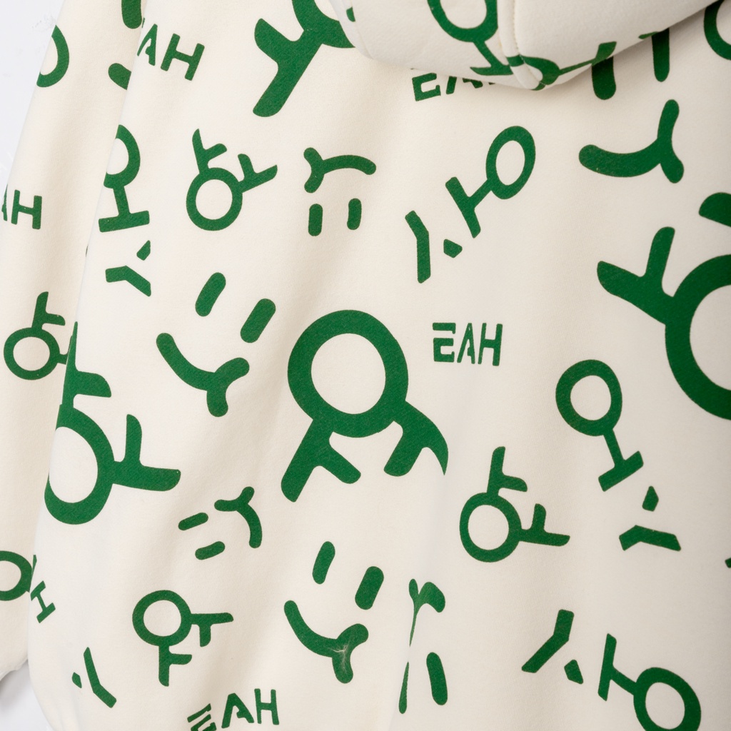 Áo Hoodie Zip 2 Lớp Unisex Local Brand OHYEAH LOGO - Kem / Xanh Lá