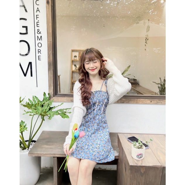 Đầm ngắn nữ Lily Dress 2 dây cúp ngực eo ly ren họa tiết hoa nhí – Là Hoa