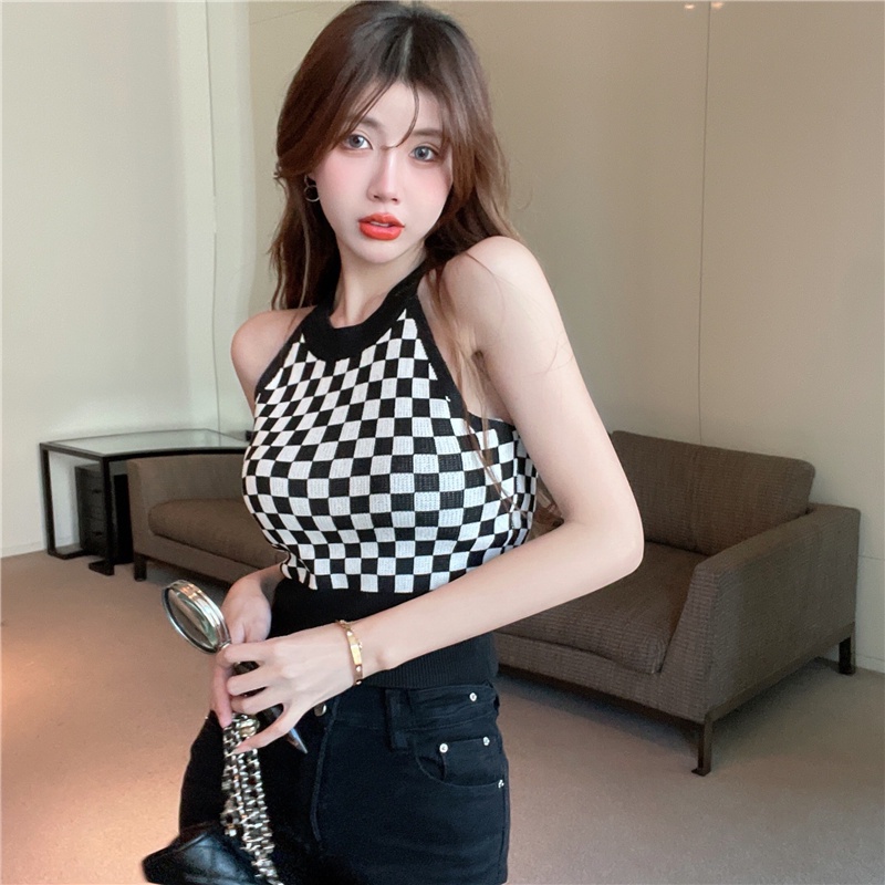 Áo hai dây ZHELIHANGFEI vải dệt kim hở rốn gợi cảm dễ phối đồ cho nữ