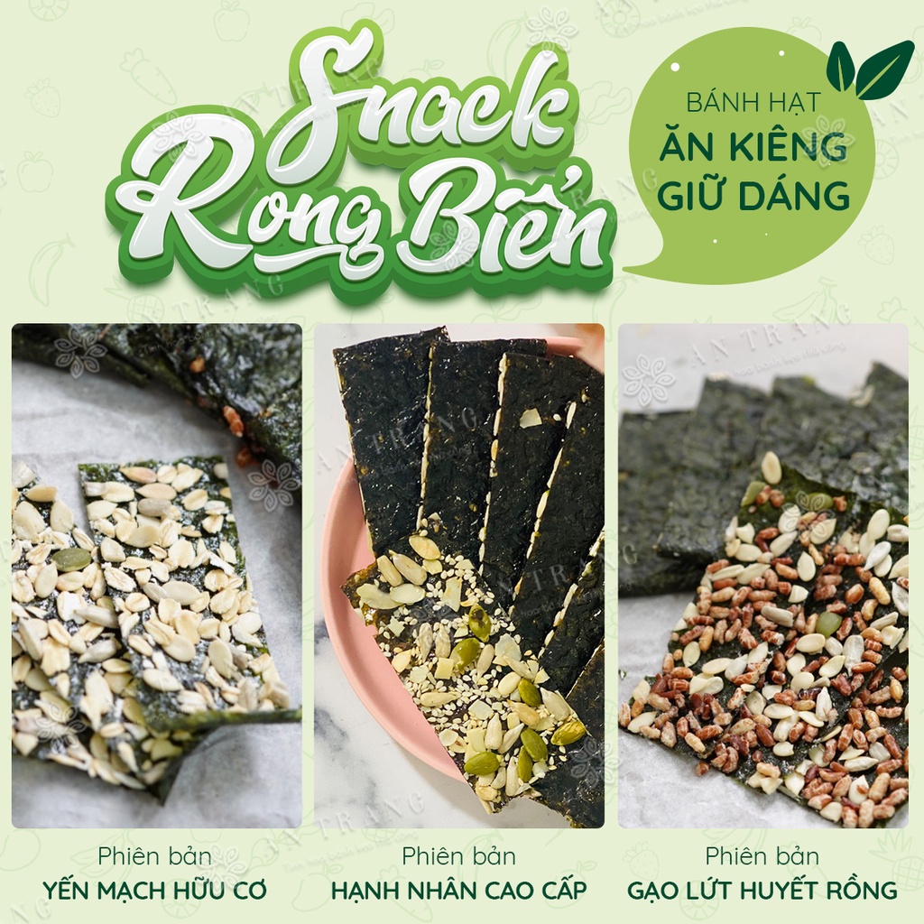 Ăn thả ga! Bánh Ăn Kiêng eo thon giảm cân không lo béo Cực Ít Ngọt] Snack Rong Biển giòn rụm không chiên dầu