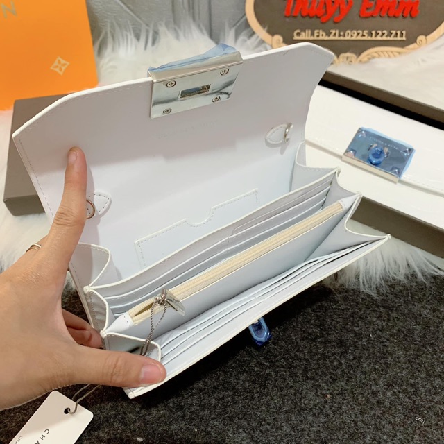 Cầm tay clutch ví ck vân rắn khoá gập có dây đeo