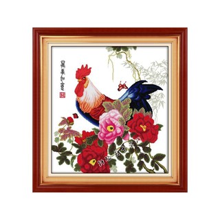 Tranh thêu chữ thập Phú quý đại cát - Con gà trống < YA486 > chưa thêu