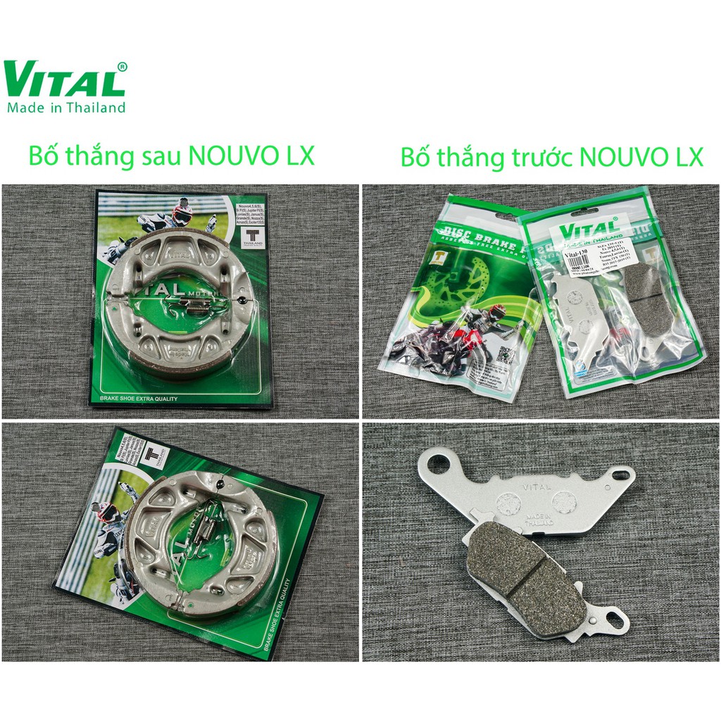 Bố thắng sau + trước NOUVO/ NOUVO LX/ NOUVO SX - Ma1 phanh xe máy, bố thắng đĩa, đùm VITAL chính hãng, Thái lan