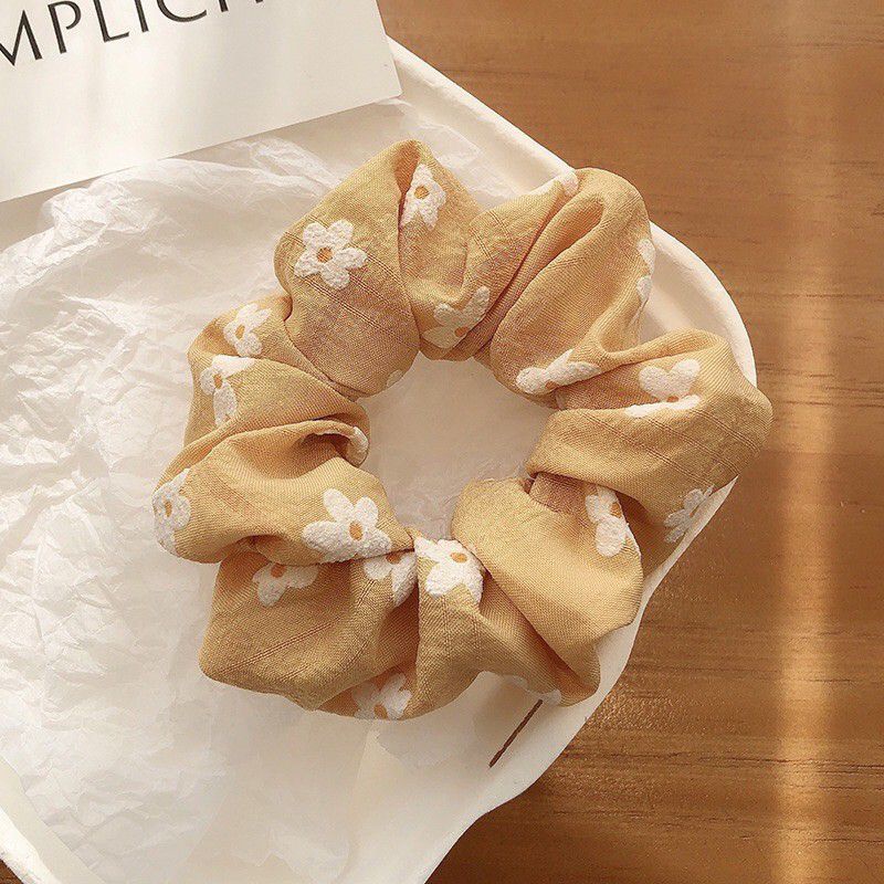 Dây buộc tóc scrunchies hoa nhí hoạ tiết xinh xắn
