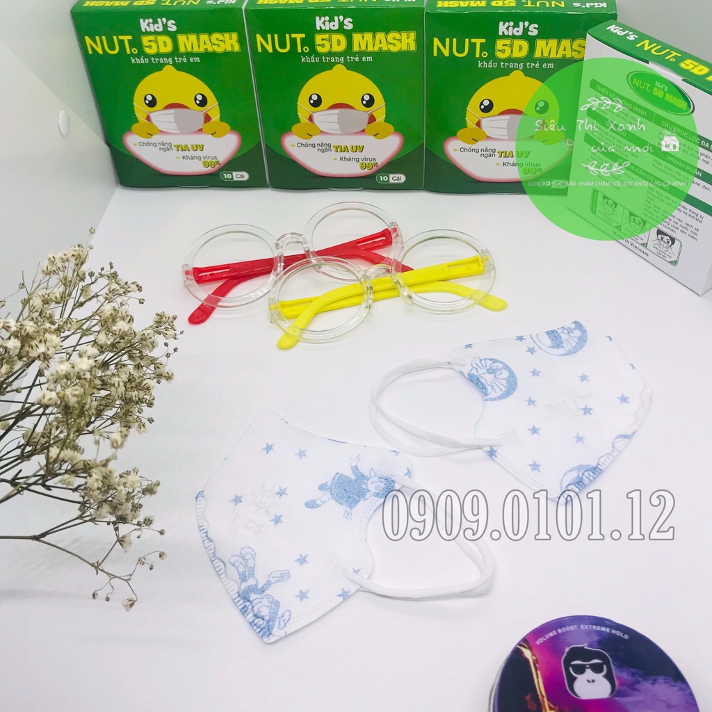 Khẩu trang em bé 5d thương hiệu Nut - Phương Tuyến chính hãng, 5d mask cho bé từ 1 - 3 tuổi